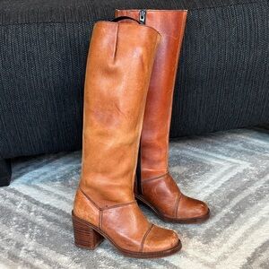 Vintage all Leather harness campus Heeled Boots no brand as is size 5.5 6